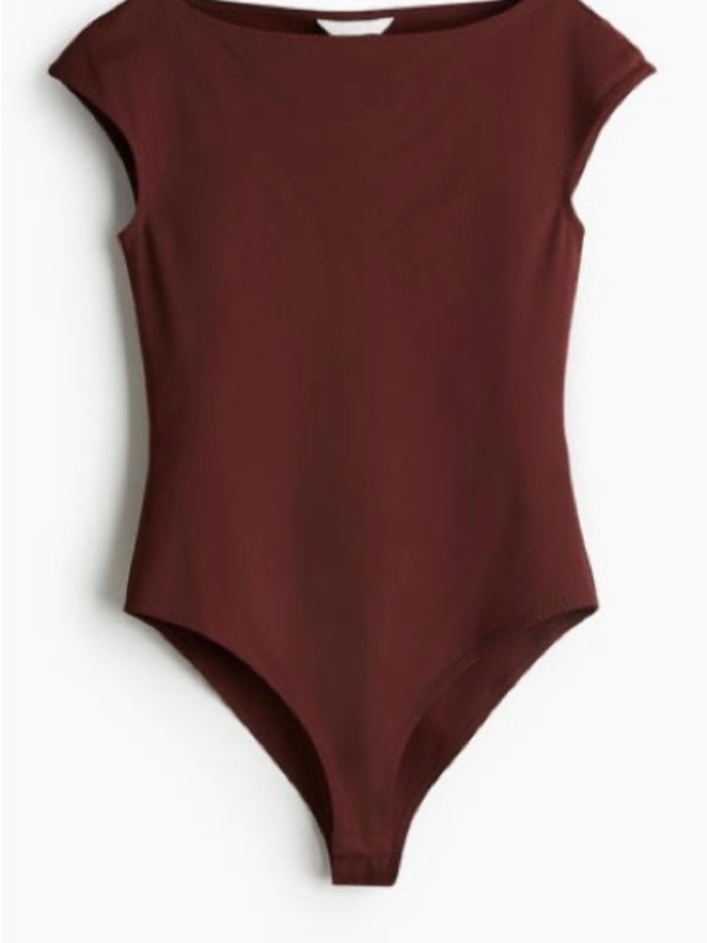 H&M Women's Cap Sleeve Bodysuit in Deep Brown